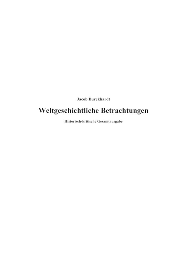 Portada de libro para Weltgeschichtliche Betrachtungen