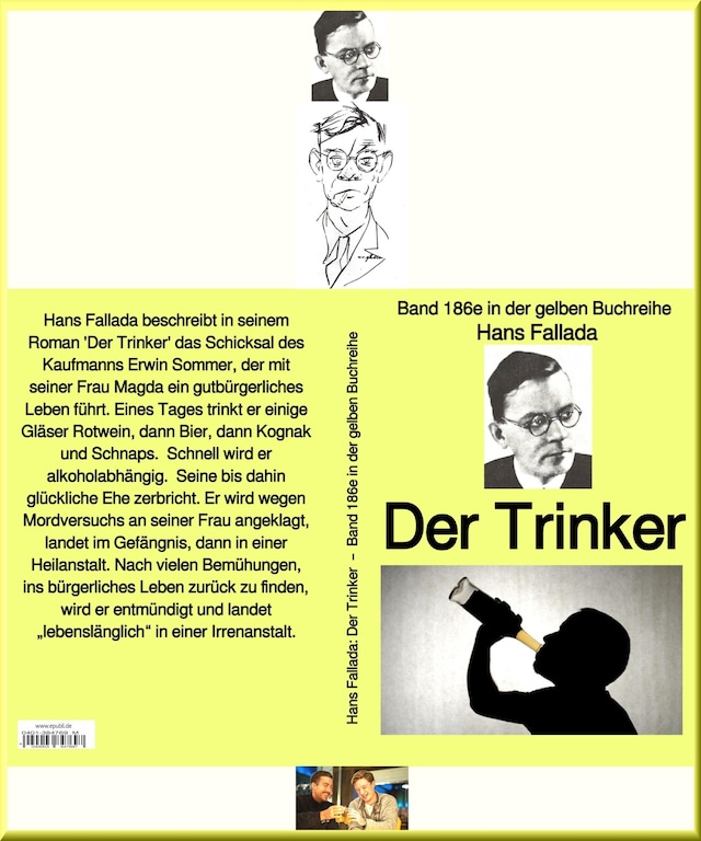 Book cover for Hans Fallada: Der Trinker – Band 186e in der gelben Buchreihe – bei Jürgen Ruszkowski