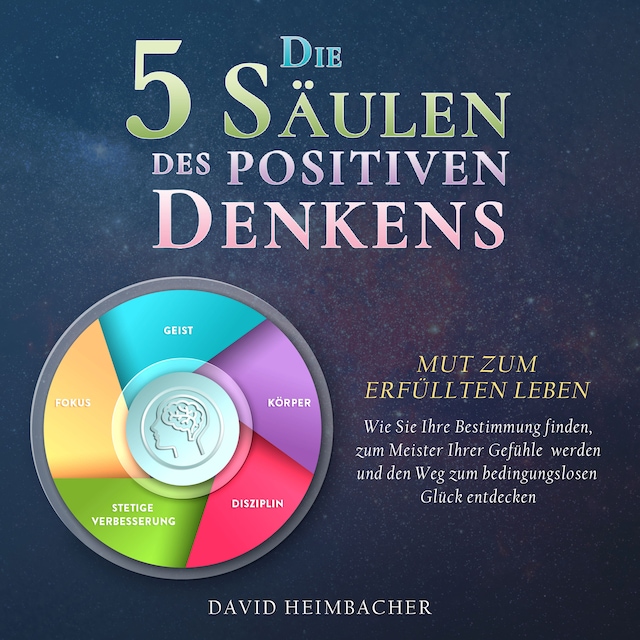 Kirjankansi teokselle Die 5 Säulen des positiven Denkens – Mut zum erfüllten Leben: Wie Sie Ihre Bestimmung finden, zum Meister Ihrer Gefühle werden und den Weg zum bedingungslosen Glück entdecken