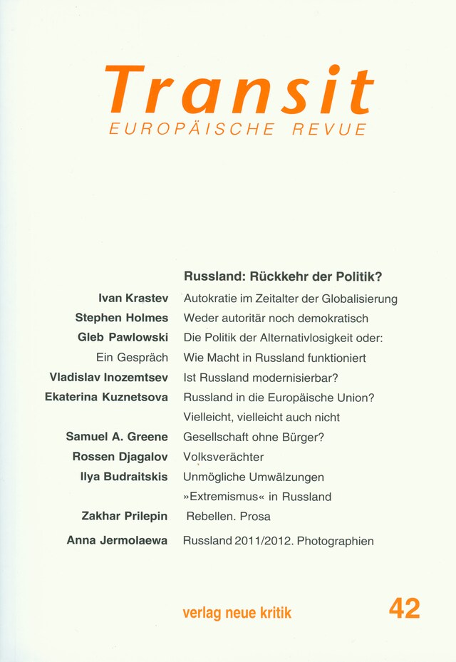 Copertina del libro per Transit 42. Europäische Revue