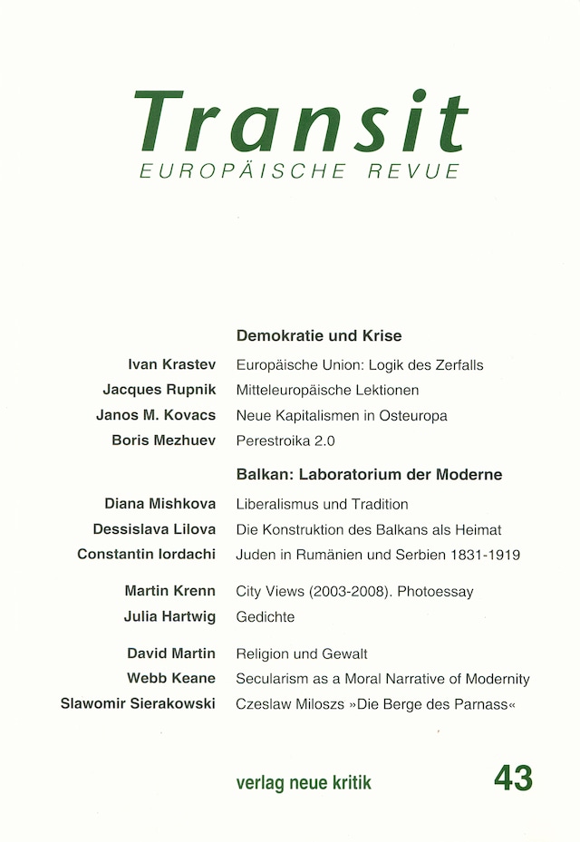 Boekomslag van Transit 43. Europäische Revue