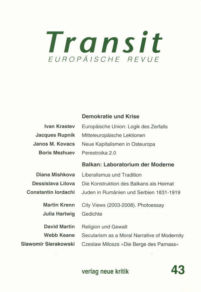 Kirjankansi teokselle Transit 43. Europäische Revue