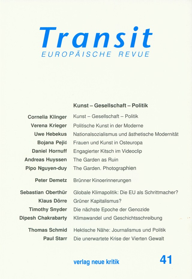 Book cover for Transit 41. Europäische Revue