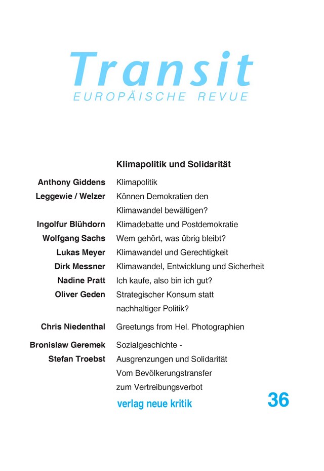 Bogomslag for Transit 36. Europäische Revue