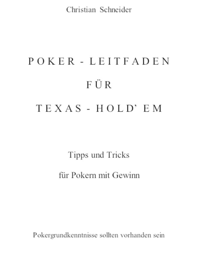 Kirjankansi teokselle Poker-Leitfaden für Texas-Hold'em