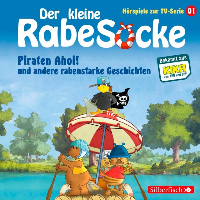 Buchcover für Piraten Ahoi!, Die Fußballwaldmeisterschaft, Das goldene Amulett (Der kleine Rabe Socke - Hörspiele zur TV Serie 1)