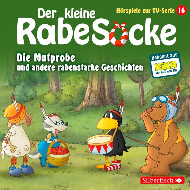 Book cover for Die Mutprobe, Ein echter Krimi, Der geteilte Wald  (Der kleine Rabe Socke - Hörspiele zur TV Serie 16)
