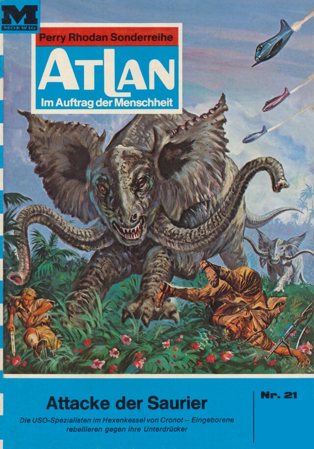 Boekomslag van Atlan 21: Attacke der Saurier