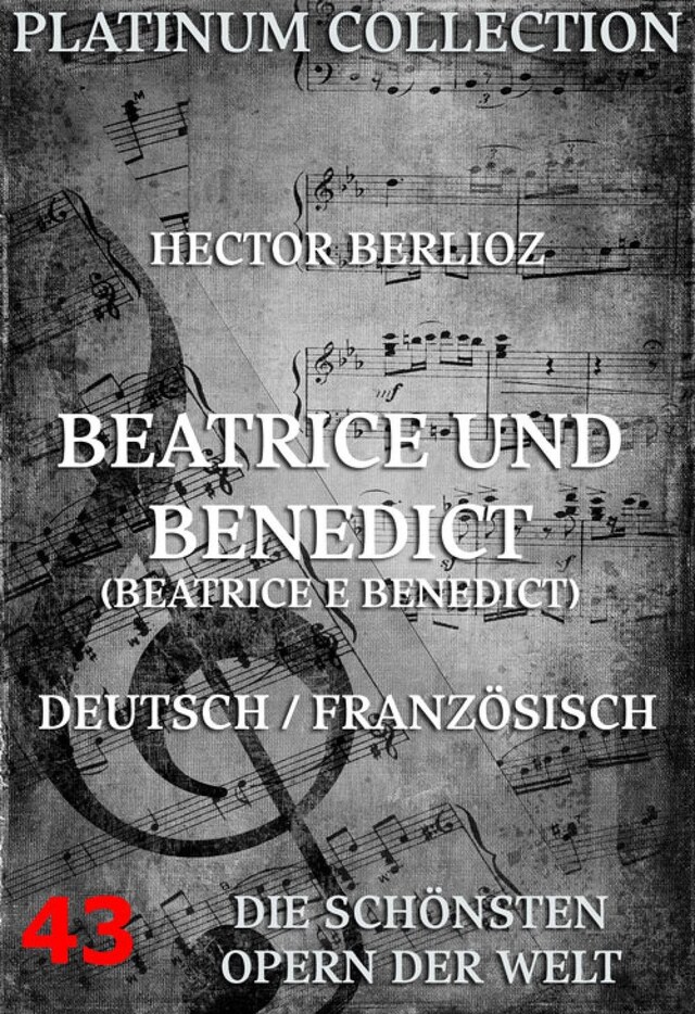 Kirjankansi teokselle Beatrice und Benedikt (Béatrice et Bénédict)