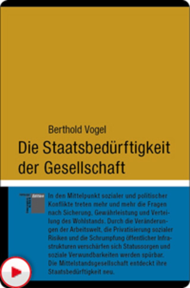 Book cover for Die Staatsbedürftigkeit der Gesellschaft