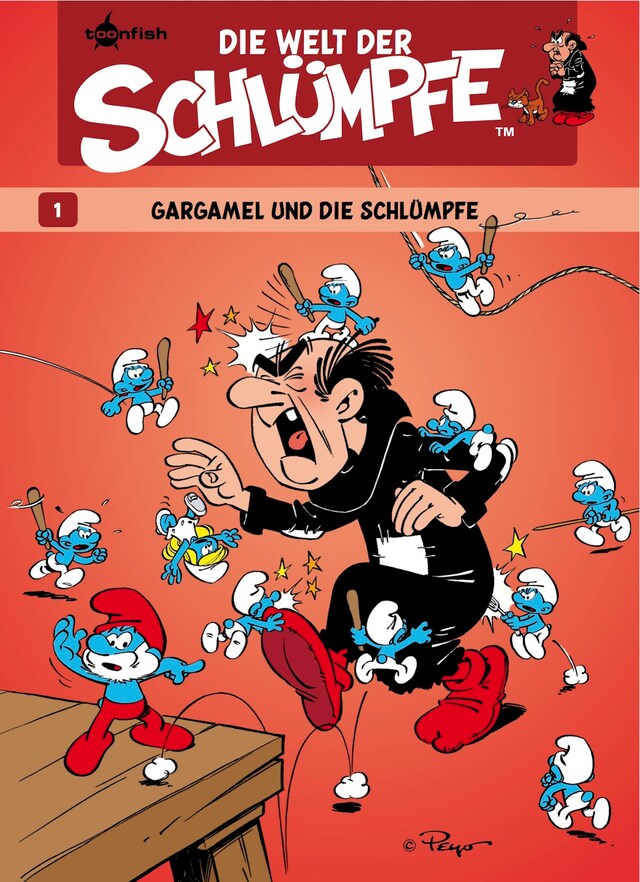 Kirjankansi teokselle Die Welt der Schlümpfe 1. Gargamel und die Schlümpfe