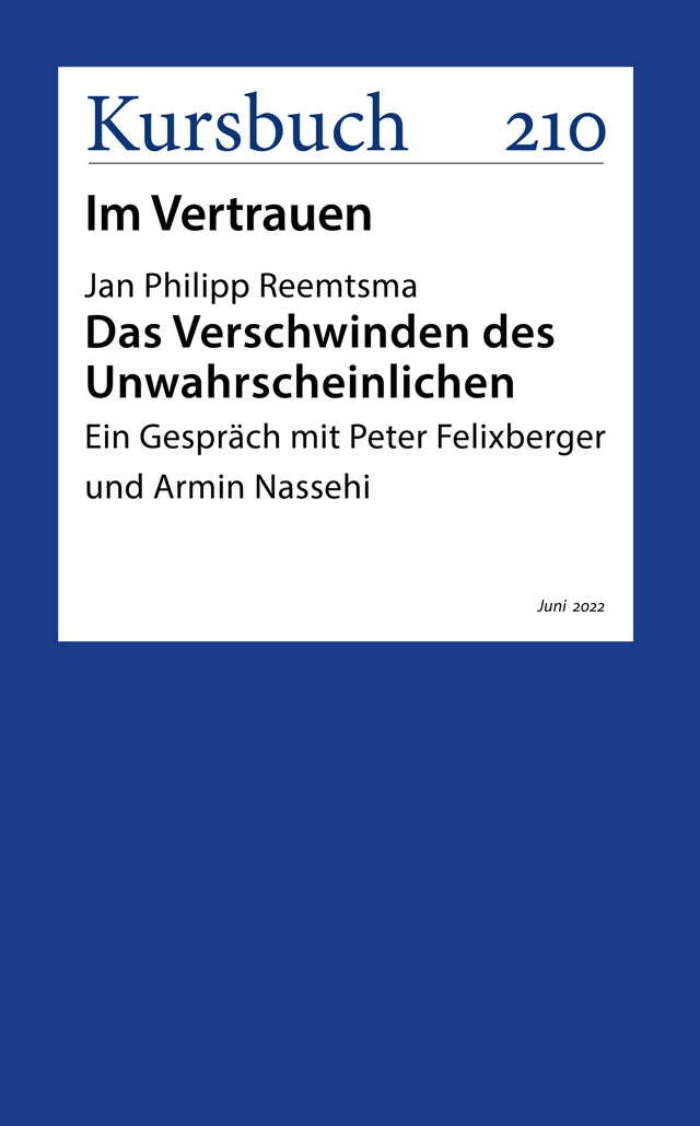 Kirjankansi teokselle Das Verschwinden des Unwahrscheinlichen