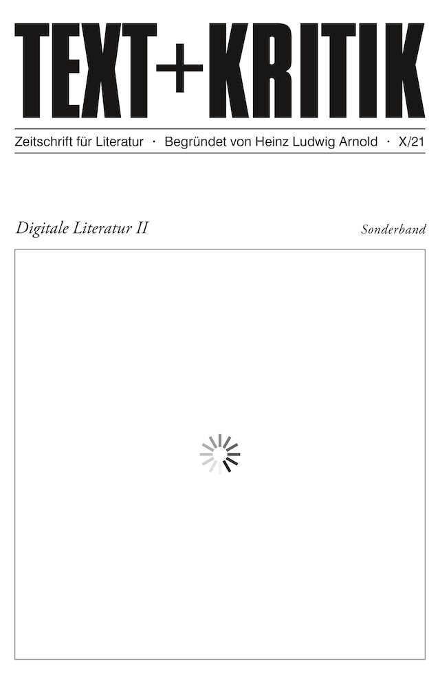 Buchcover für TEXT + KRITIK Sonderband  - Digitale Literatur II