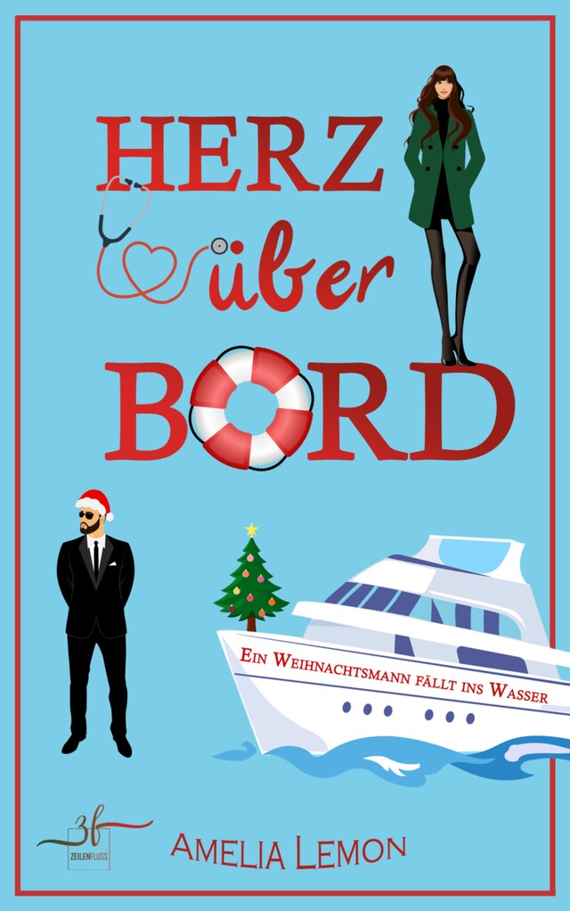 Buchcover für Herz über Bord: Ein Weihnachtsmann fällt ins Wasser