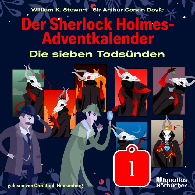 Okładka książki dla Die sieben Todsünden (Der Sherlock Holmes-Adventkalender, Folge 1)