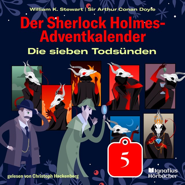 Okładka książki dla Die sieben Todsünden (Der Sherlock Holmes-Adventkalender, Folge 5)