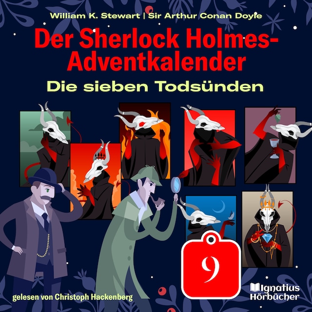 Okładka książki dla Die sieben Todsünden (Der Sherlock Holmes-Adventkalender, Folge 9)