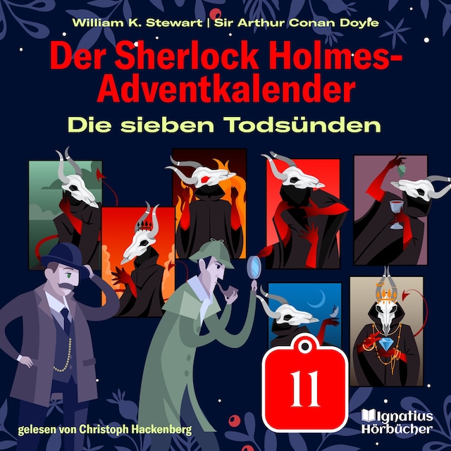 Okładka książki dla Die sieben Todsünden (Der Sherlock Holmes-Adventkalender, Folge 11)