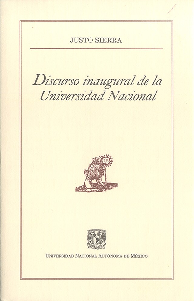 Kirjankansi teokselle Discurso inaugural de la Universidad Nacional