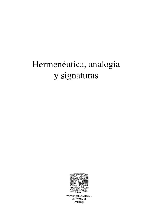 Book cover for Hermenéutica, analogía y signaturas