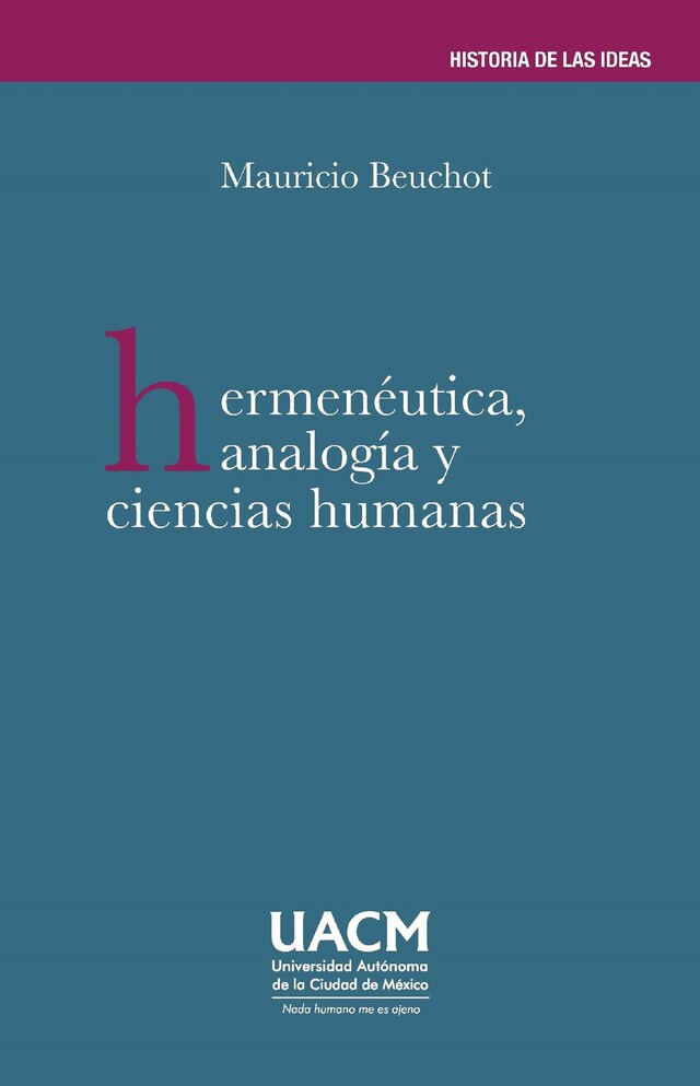 Kirjankansi teokselle Hermenéutica, analogía y ciencias humanas