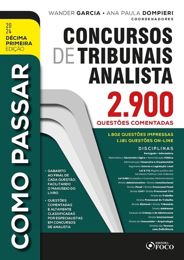 Book cover for Como Passar em Concursos de Tribunais Analista - 11ª Ed - 2024