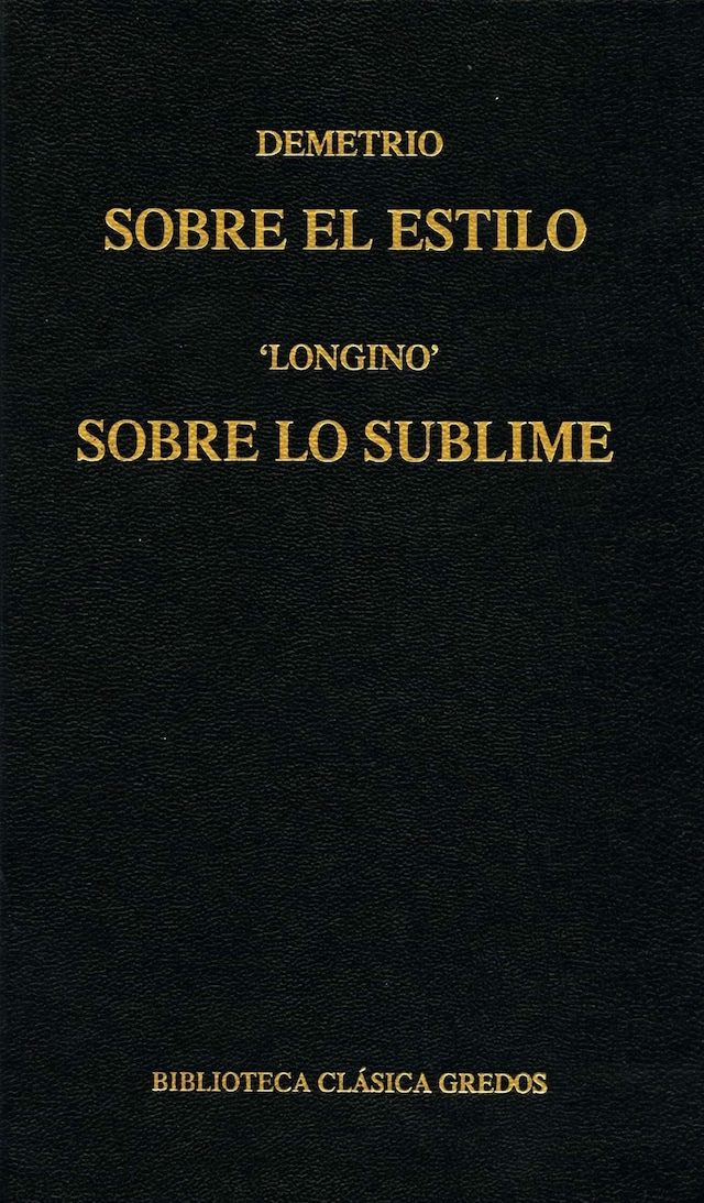 Book cover for Sobre el estilo. Sobre lo sublime