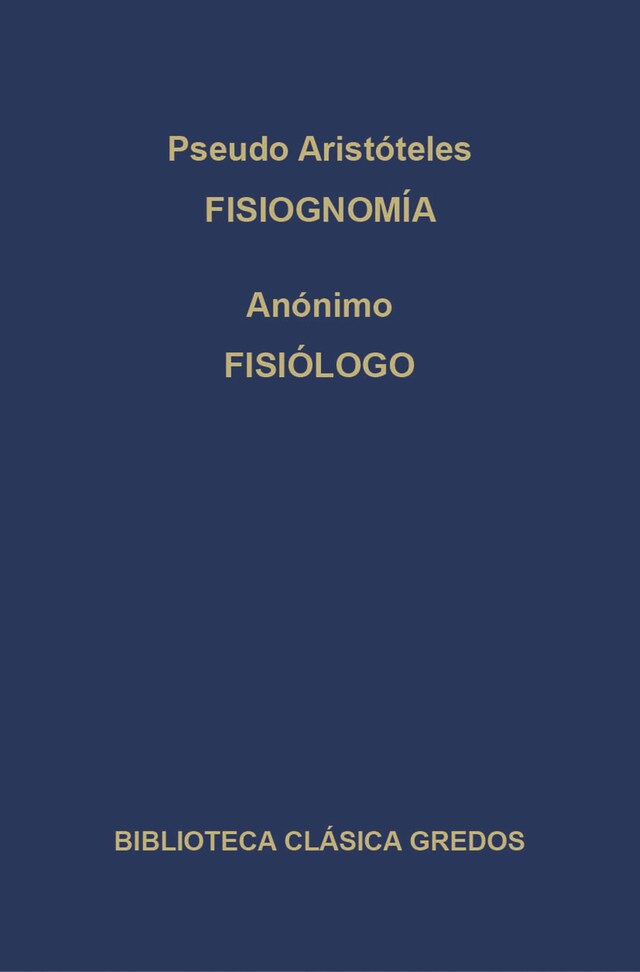 Buchcover für Fisiognomía. Fisiólogo.