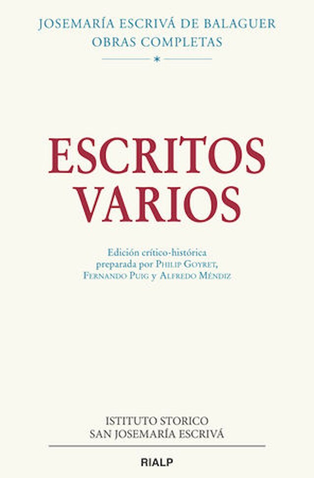 Kirjankansi teokselle Escritos varios (1927-1974). Edición crítico-histórica