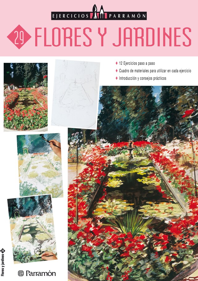 Portada de libro para Ejercicios Parramón. Flores y jardines