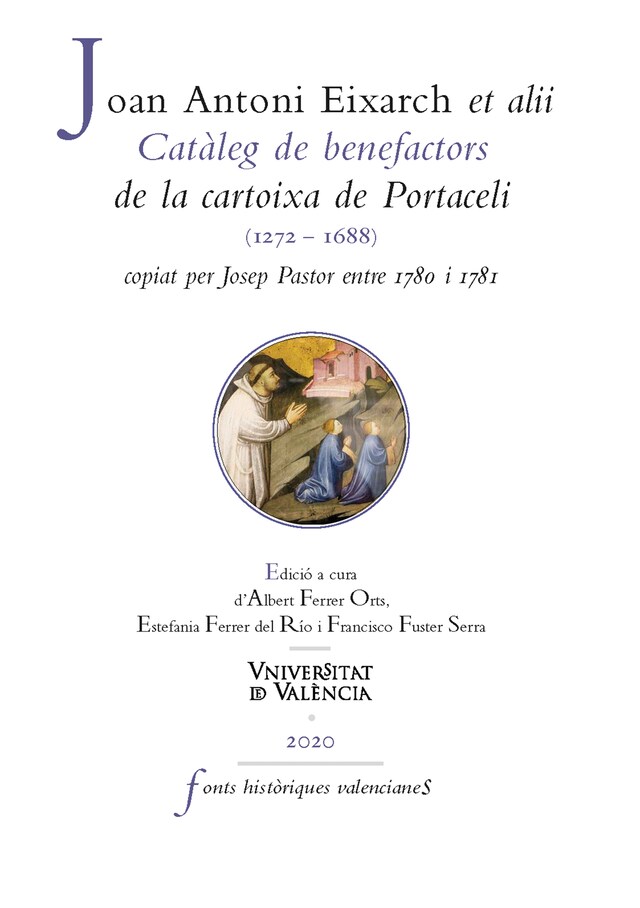 Boekomslag van Catàleg de benefactors de la cartoixa de Portaceli (1272-1688), copiat per Josep Pastor entre 1780 i 1781