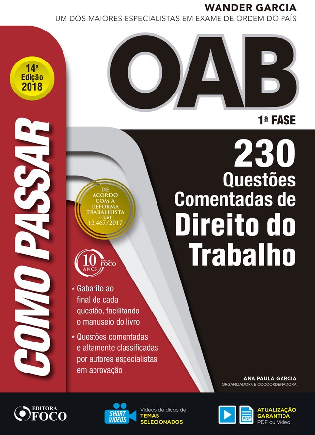 Kirjankansi teokselle Como passar na OAB 1ª Fase: direito do trabalho