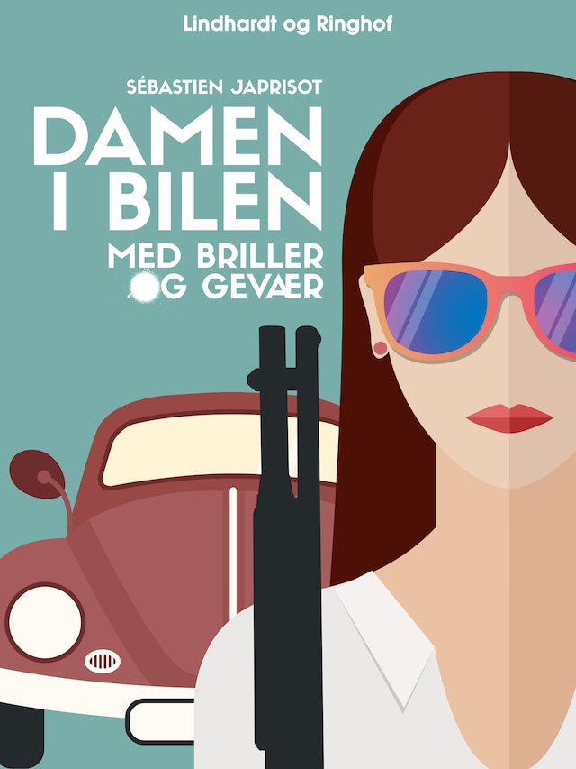 Book cover for Damen i bilen med briller og gevær