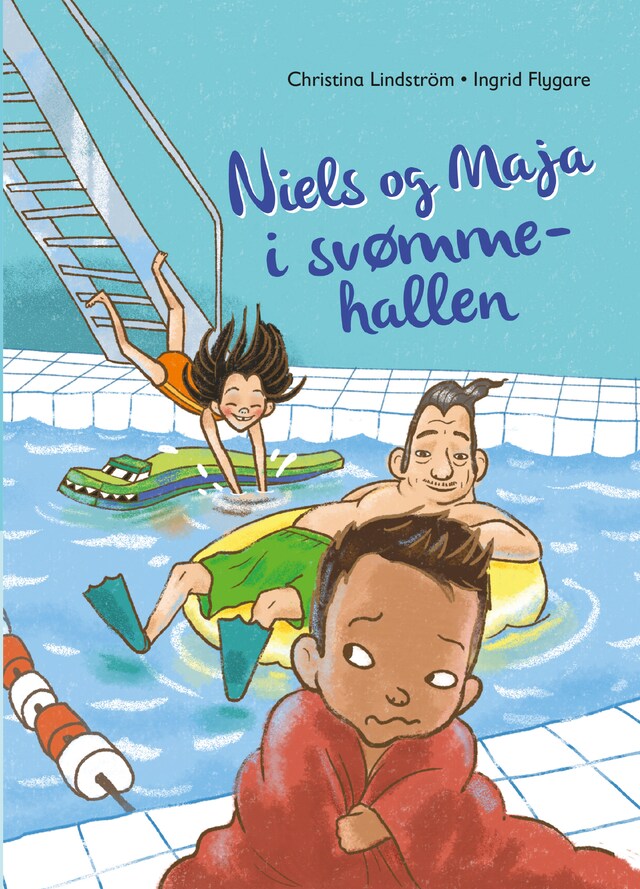 Copertina del libro per Niels og Maja i svømmehallen