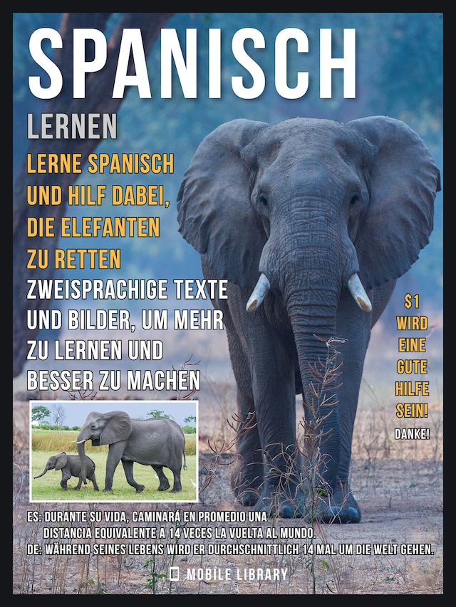 Buchcover für Spanisch Lernen - Lerne Spanisch und hilf dabei, die Elefanten zu retten