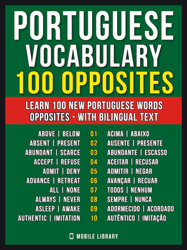 Book cover for Portuguese Vocabulary - 100 Opposites