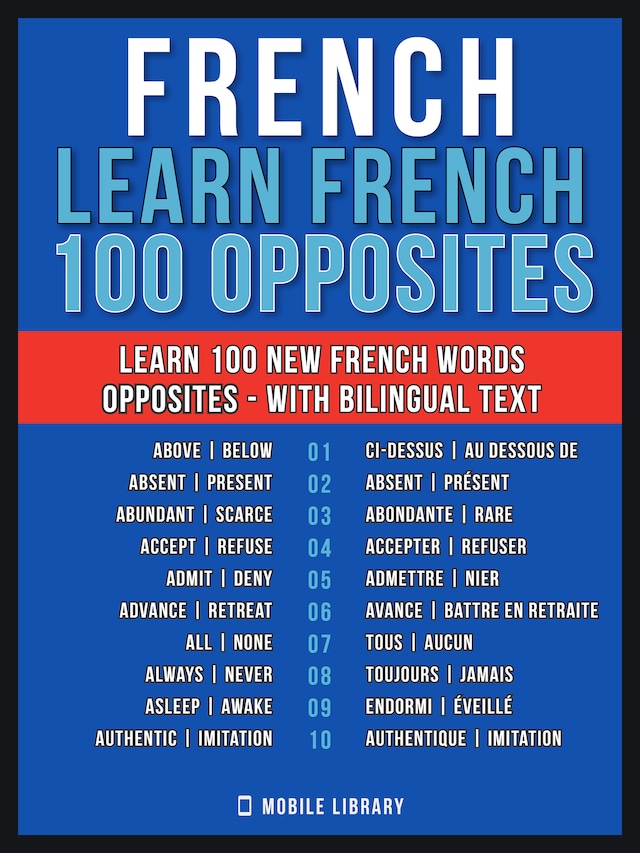 Book cover for French - Learn French  - 100 Opposites