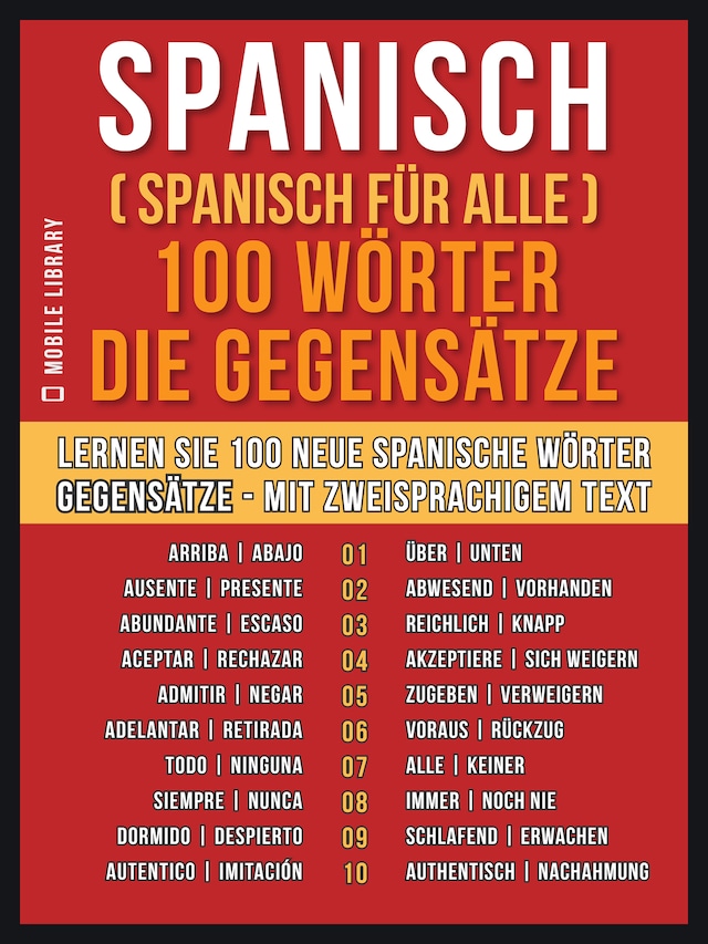 Spanisch ( Spanisch für Alle ) 100 Wörter -  Die Gegensätze