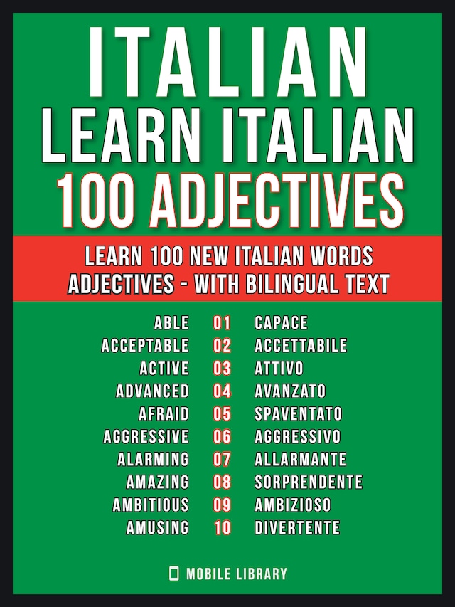 Book cover for Italian - Learn Italian - 100 Adjectives
