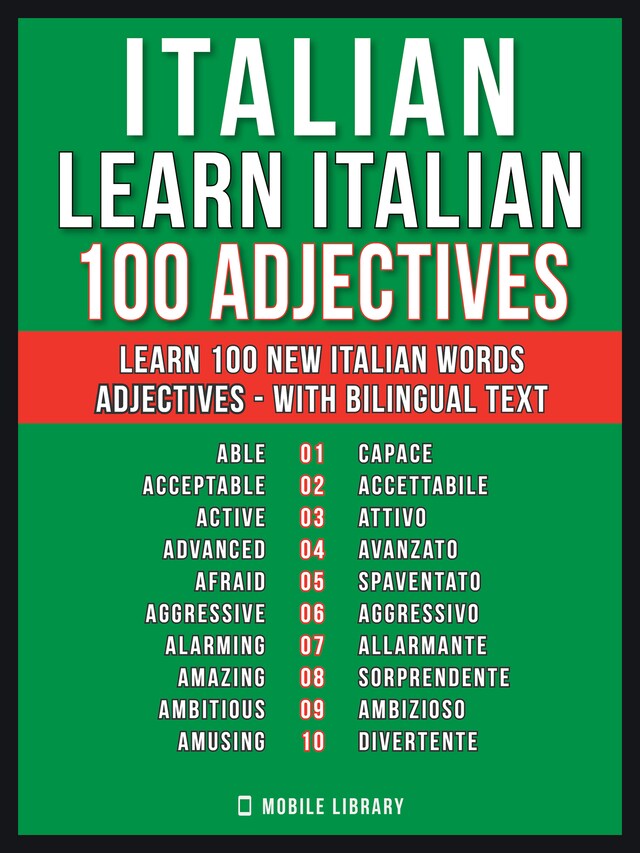 Okładka książki dla Italian - Learn Italian - 100 Adjectives