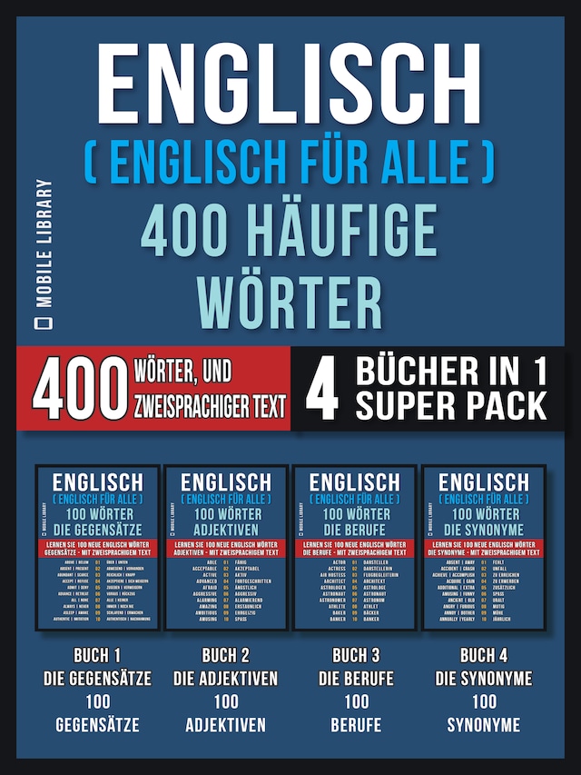 Buchcover für Englisch ( Englisch für Alle ) 400 Häufige Wörter (4 Bücher in einem Super-Pack)