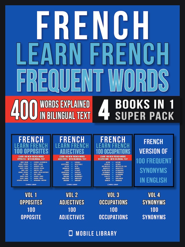 Book cover for French - Learn French  - Frequent Words (4 Books in 1 Super Pack)