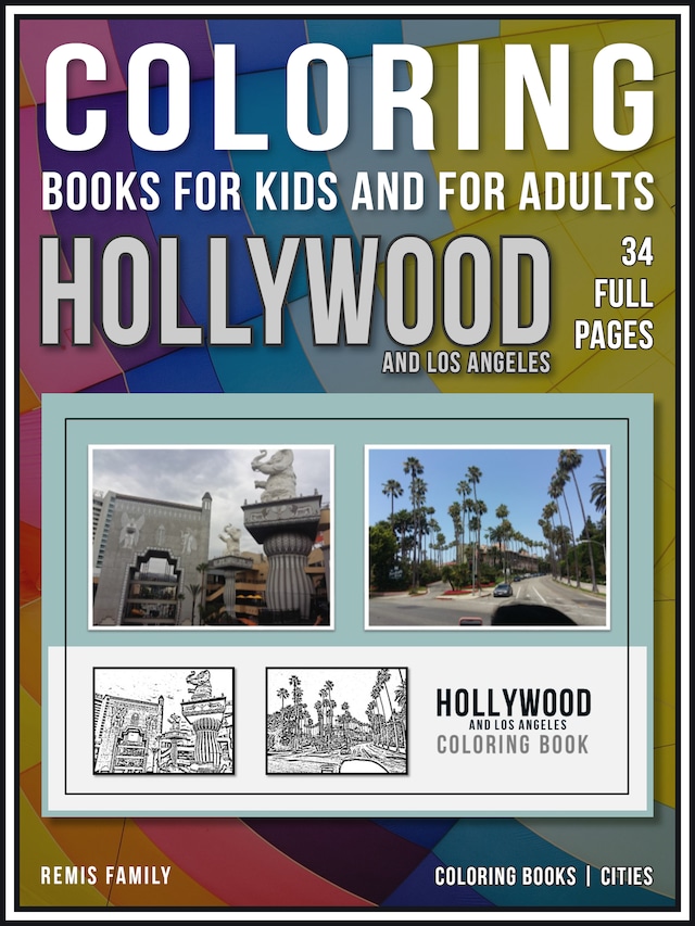 Okładka książki dla Coloring Books for Kids and for Adults - Hollywood and Los Angeles