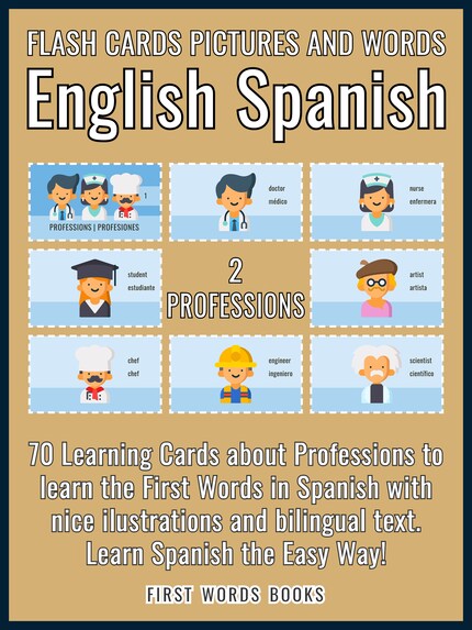 2 - Professions - Flash Cards Pictures and Words English Spanish bookCoverFor