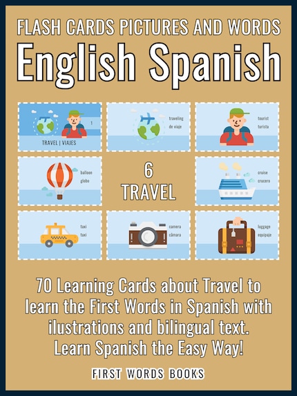 6 - Travel - Flash Cards Pictures and Words English Spanish bookCoverFor