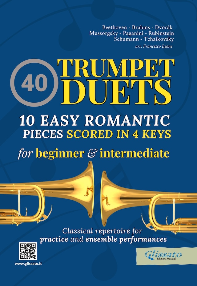 Boekomslag van 40 Trumpet Duets - 10 Easy Romantic Pieces scored in 4 keys