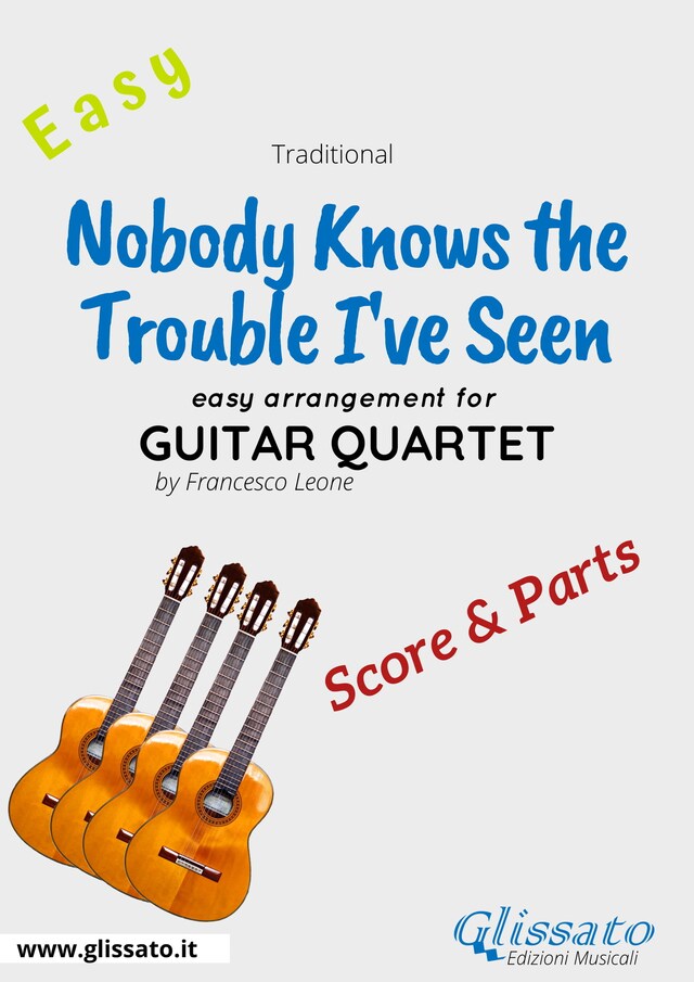 Bogomslag for Nobody Knows the Trouble I've Seen -  Easy Guitar Quartet (score & parts)