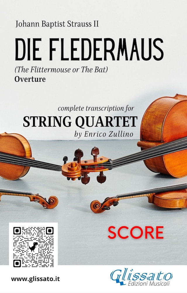 Kirjankansi teokselle Die Fledermaus (overture) string quartet score