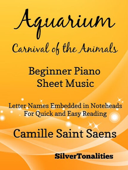 Aquarium Carnival of the Animals Beginner Piano Sheet Music bookCoverFor