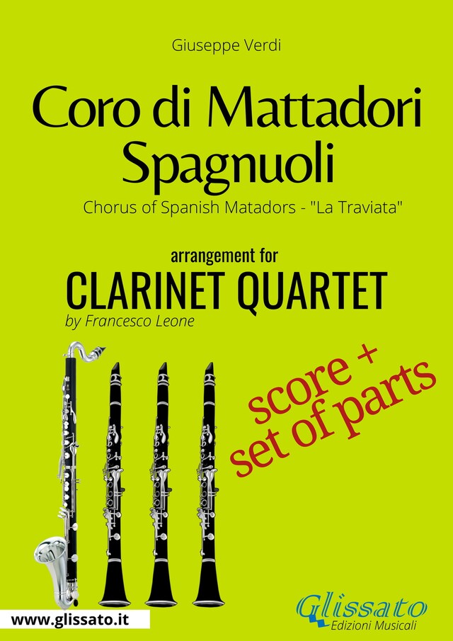 Kirjankansi teokselle Coro di Mattadori Spagnuoli - Clarinet Quartet score & parts